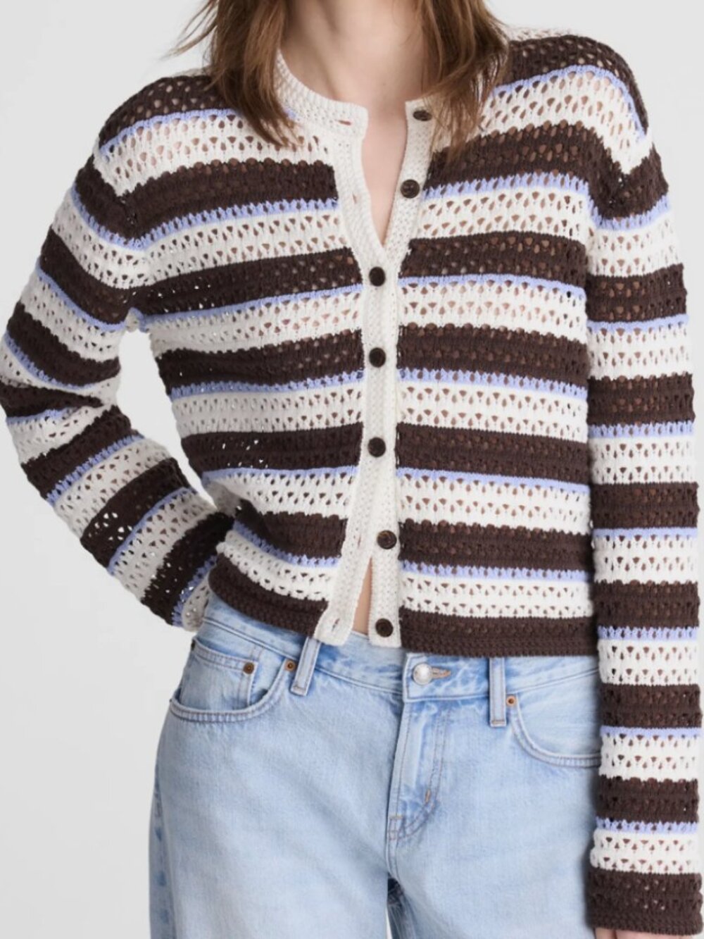 Madewell Open-Stitch Crewneck Sweater Cardigan XS NWT